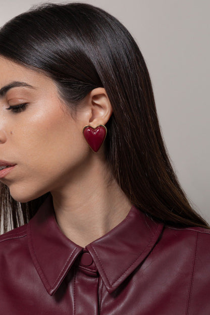 Brinco Maxi de Coração Resina Dourado