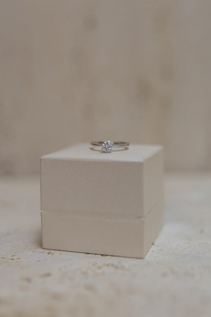 Anel Solitário 5mm Moissanite Prata 925 Ródio Branco