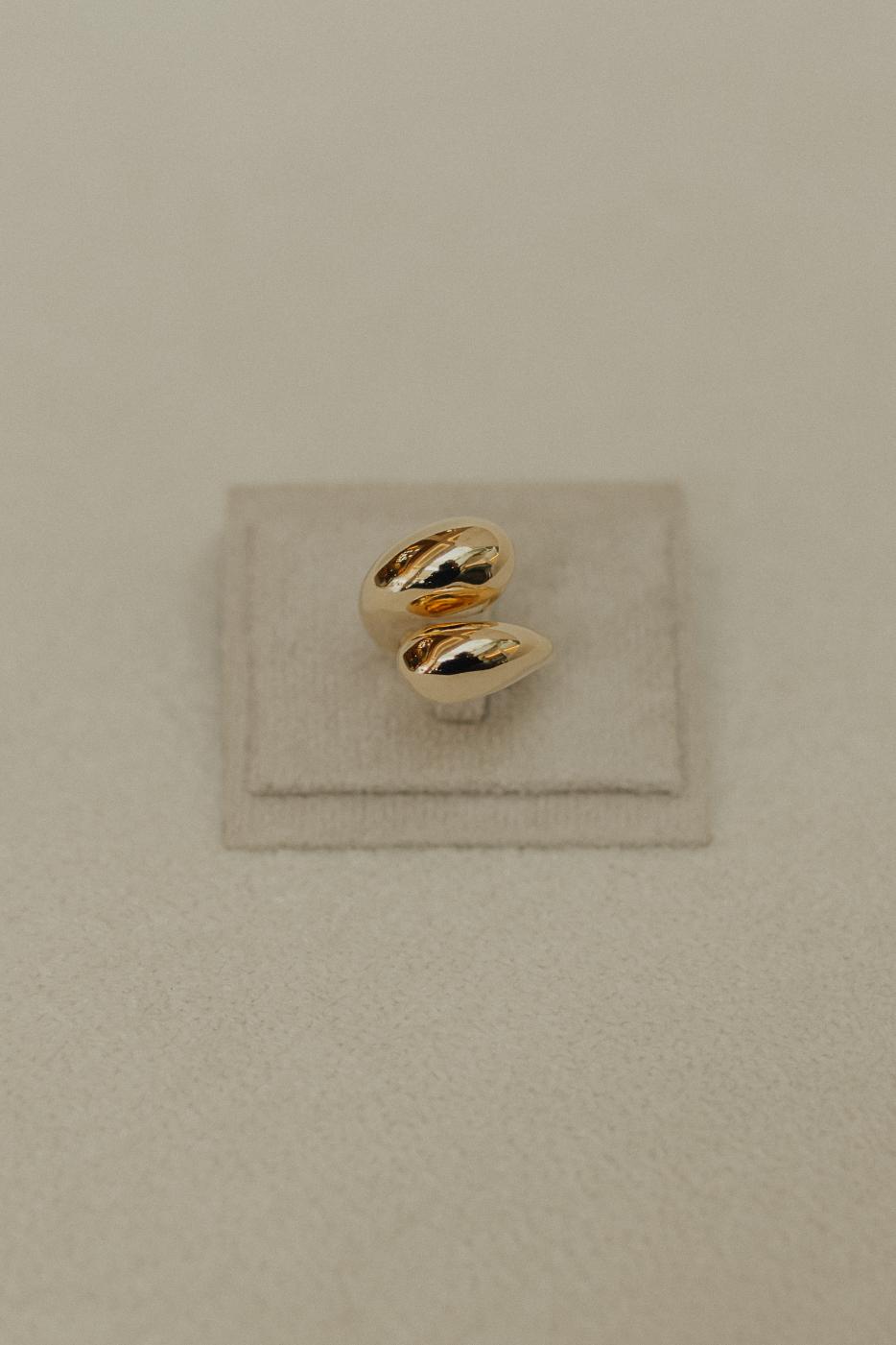 Anel Ajustável Duplo Bojudo Dourado