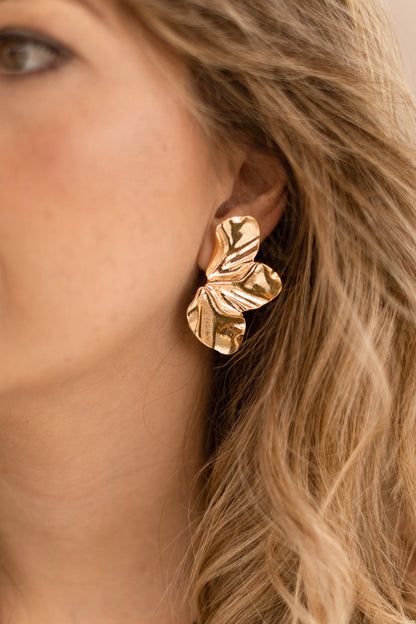 Brinco 3 Pétalas Dourado