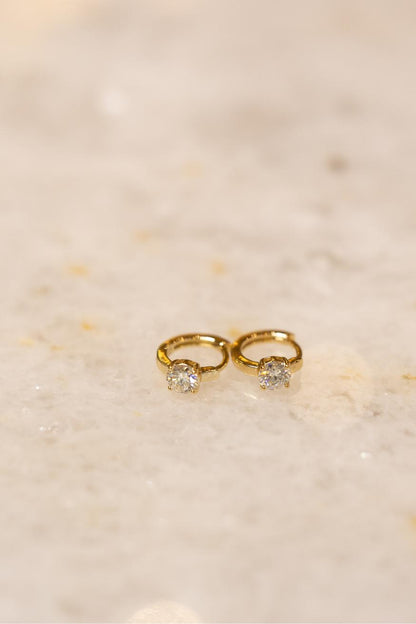 Brinco Argola Ponto de Luz 5mm Moissanite Prata 925 Dourado