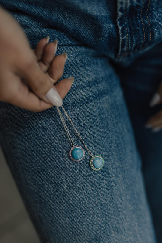 Colar Pingente Turquesa Prata 925 Ródio Branco