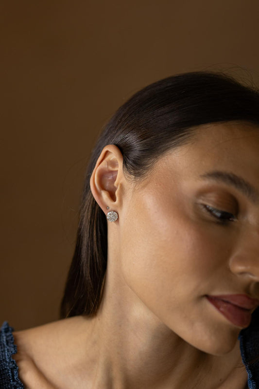 Brinco Illusion Moissanite 9mm Prata 925 Ródio Branco