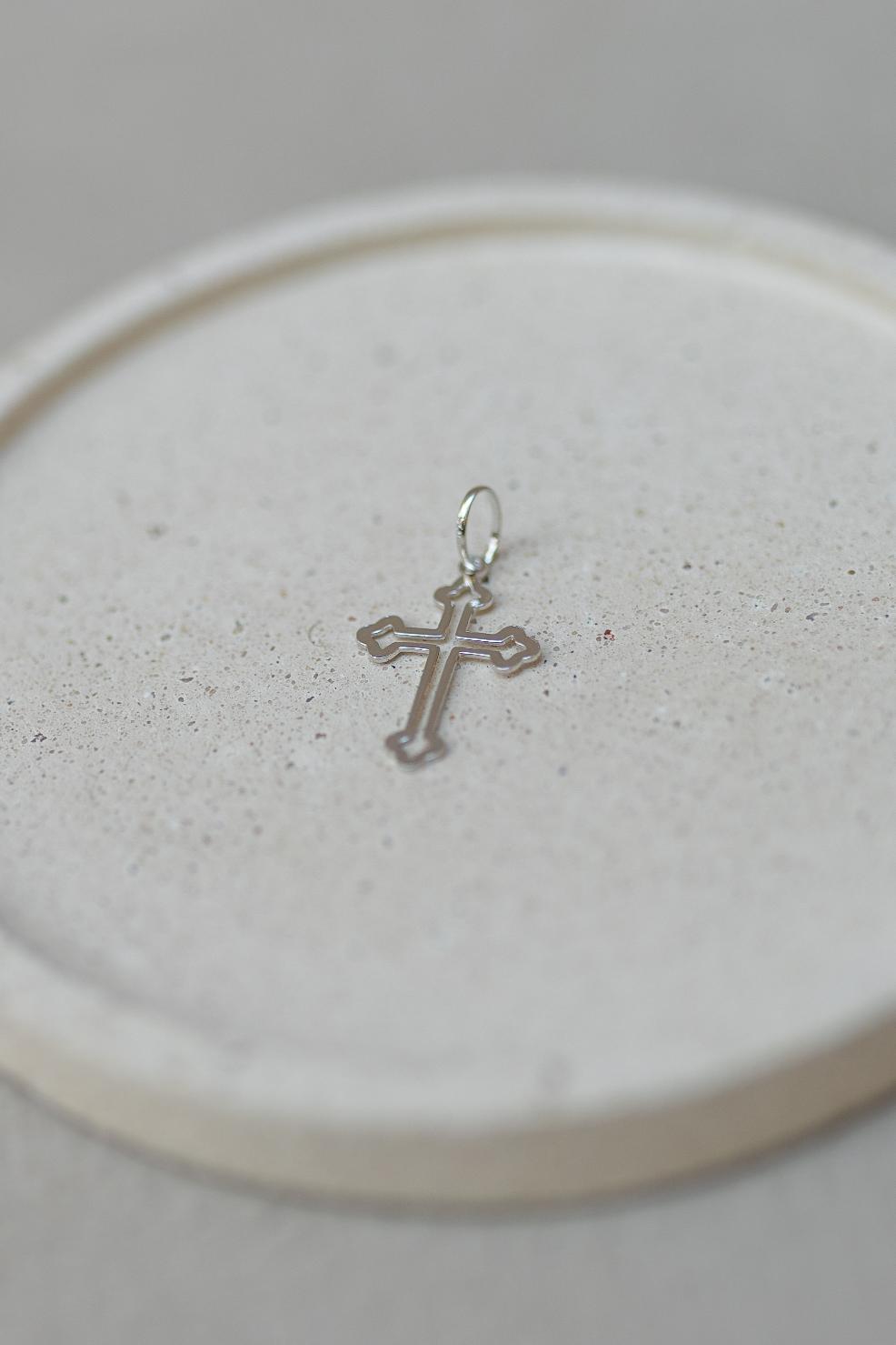 Pingente Crucifixo Vazado Prata 925  Ródio Branco