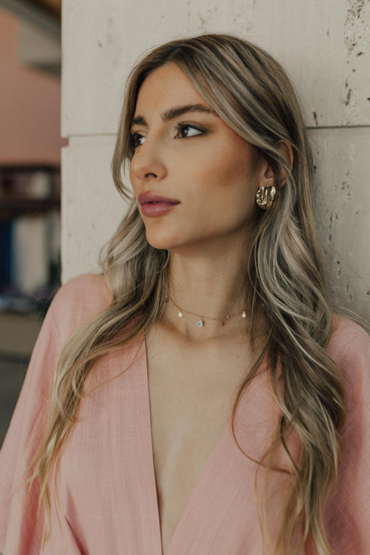 Colar Choker Olho Grego Plaquinhas Dourado