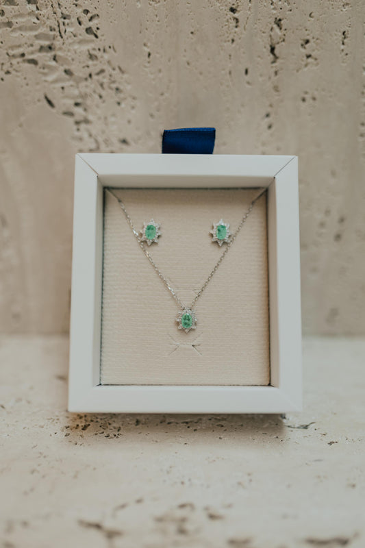 Colar Esmeralda Paraíba Fusion Prata 925 Ródio Branco