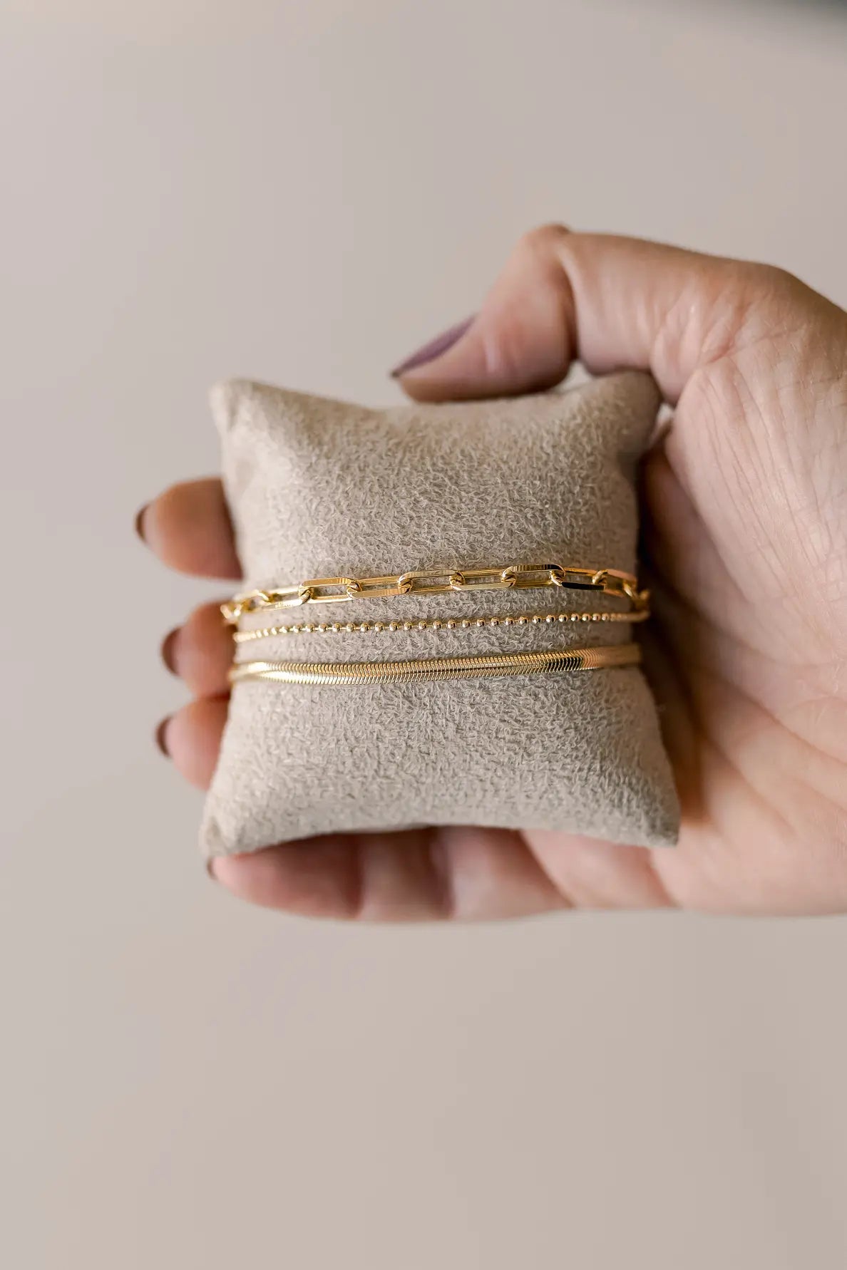 Pulseira Minimalista De Bolinhas Dourado