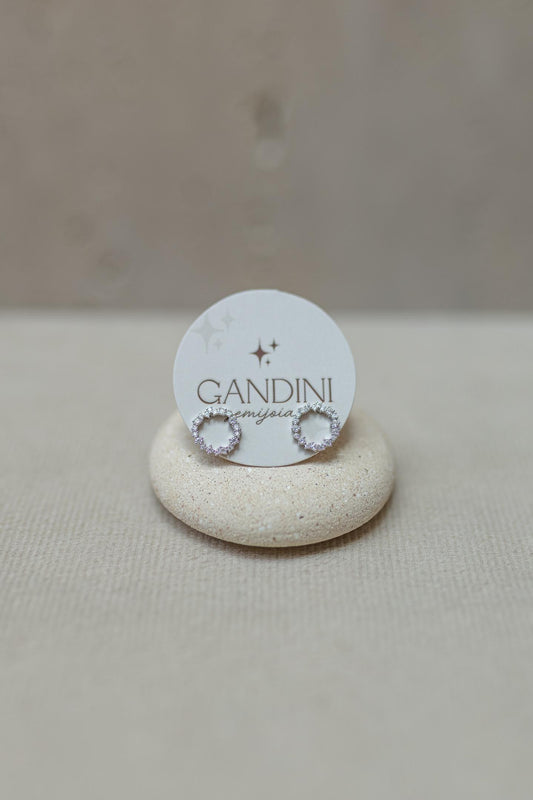 Brinco Círculo Vazado Moissanite Prata 925 Ródio Branco