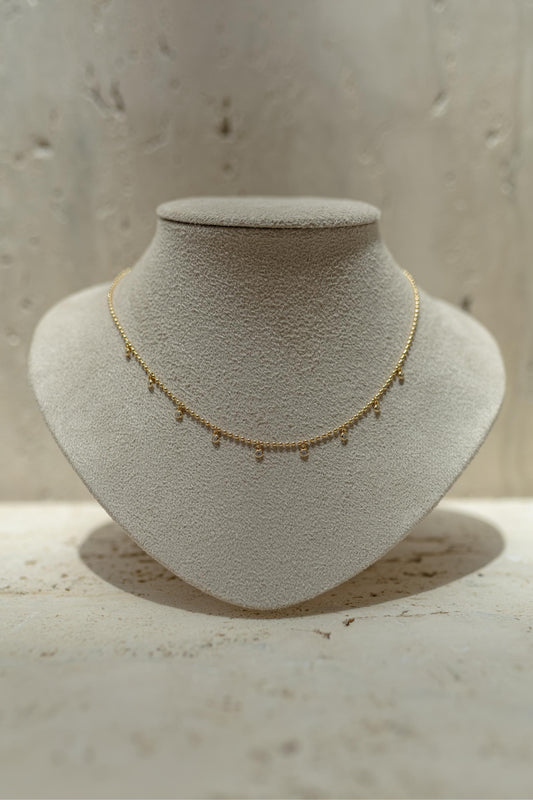 Colar Choker 9 Zircônias Prata 925 Dourado