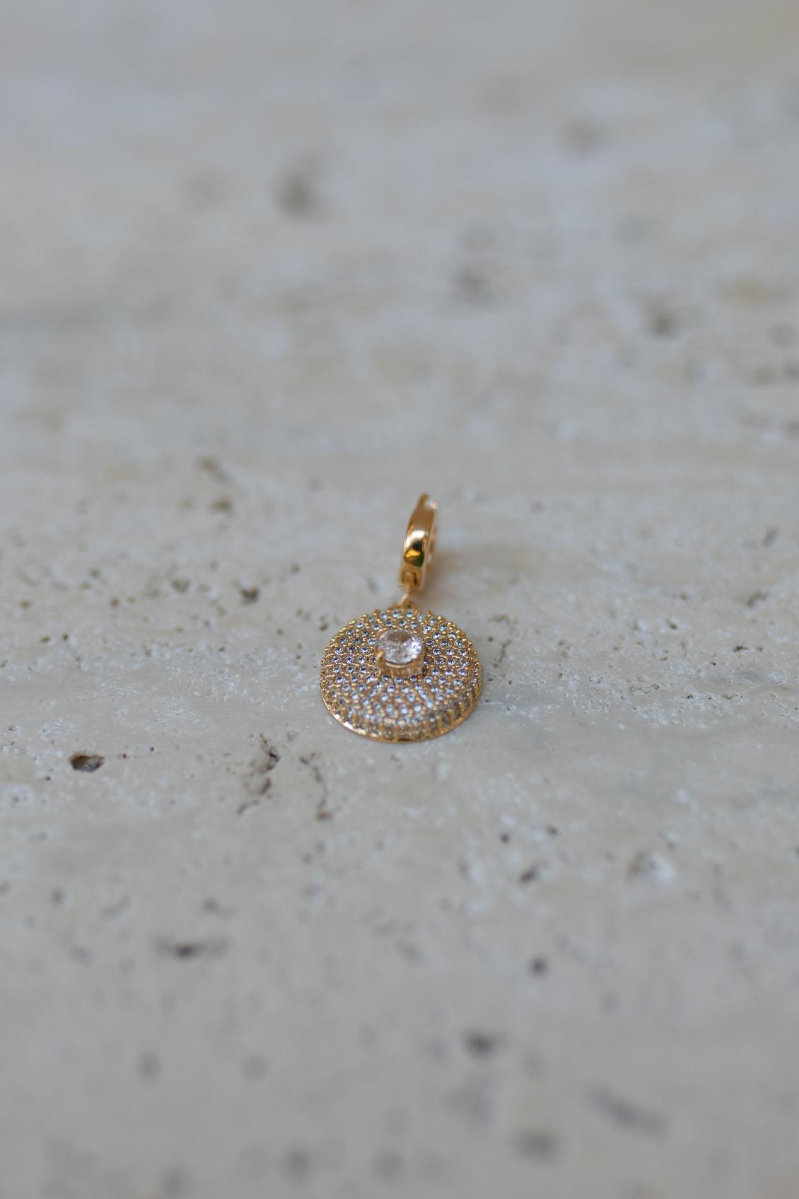 Pingente Redondo Cravejado 4mm Dourado