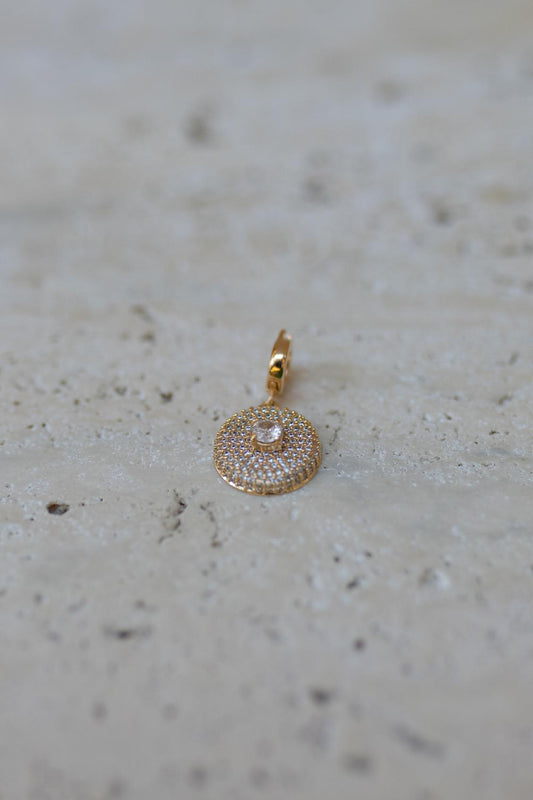 Pingente Redondo Cravejado 4mm Dourado