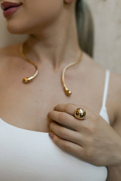 Anel Bola Maxi Dourado