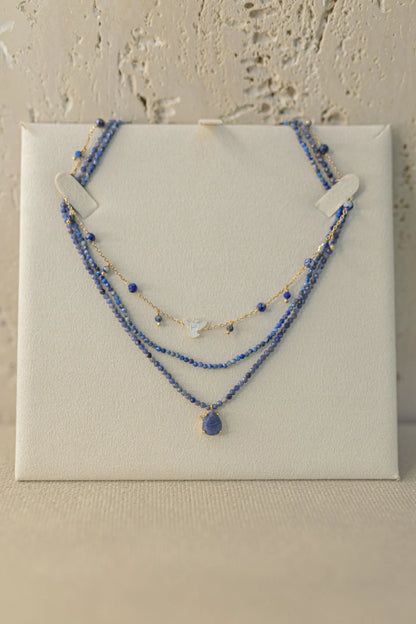 Colar Choker Sodalita Dourado