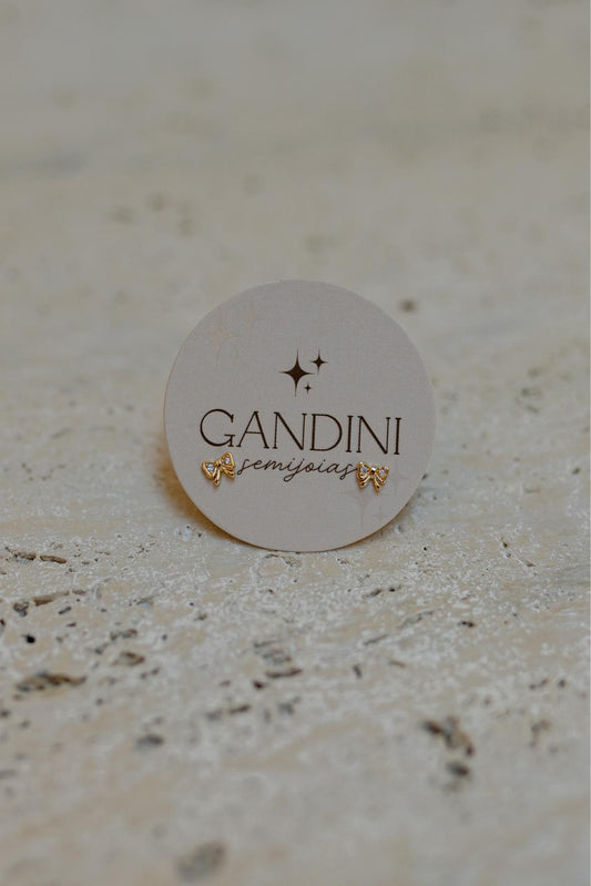 Brinco Mini Laço Cravejado Dourado