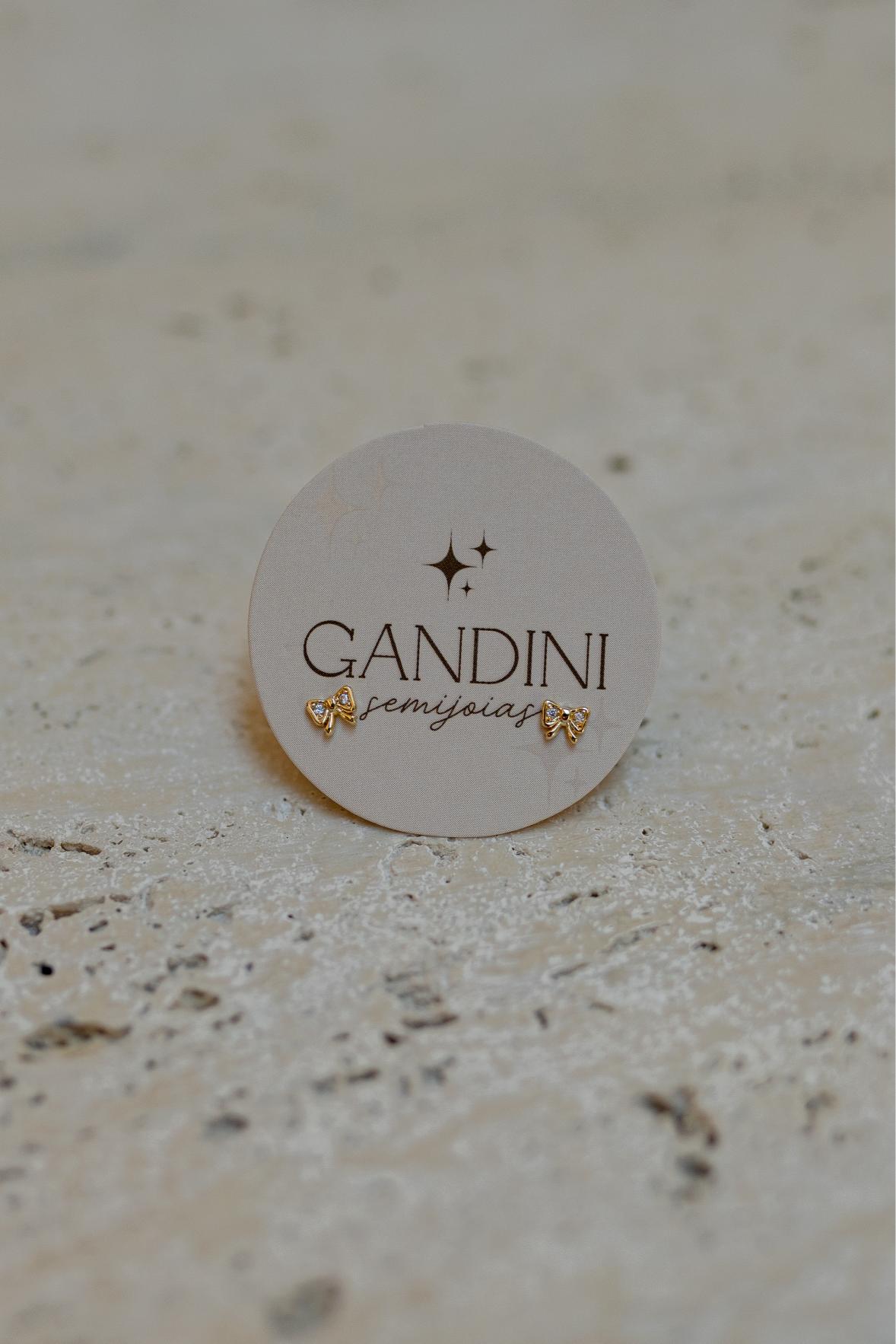 Brinco Mini Laço Cravejado Dourado