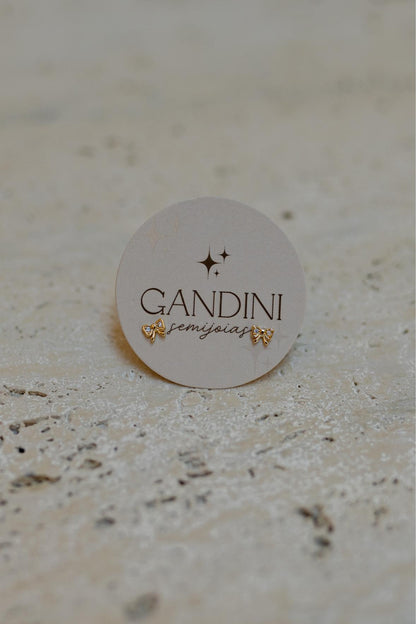 Brinco Mini Laço Cravejado Dourado