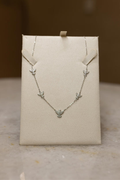 Colar Divinos Espírito Santo Moissanite Prata 925 Ródio Branco