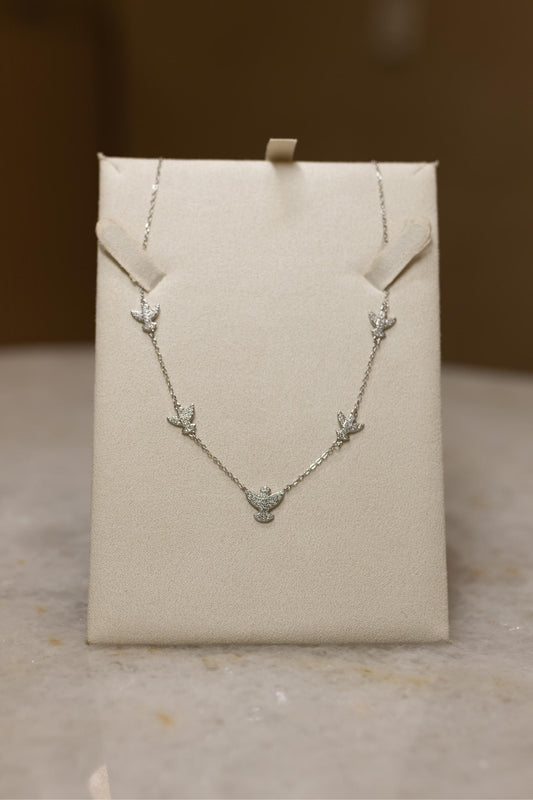Colar Divinos Espírito Santo Moissanite Prata 925 Ródio Branco