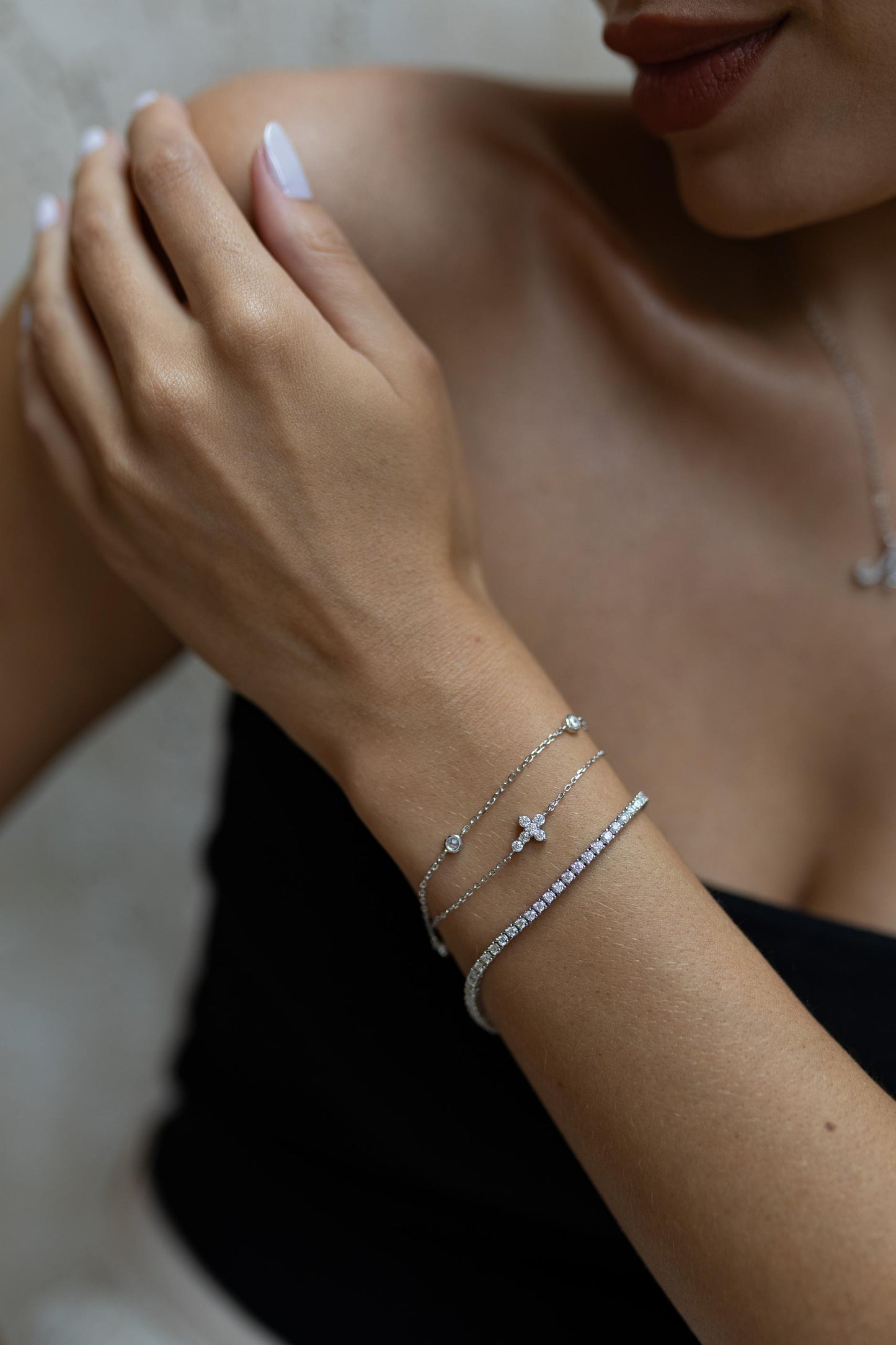 Pulseira Riviera 4 Garras Moissanite 2mm Prata 925 Ródio Branco