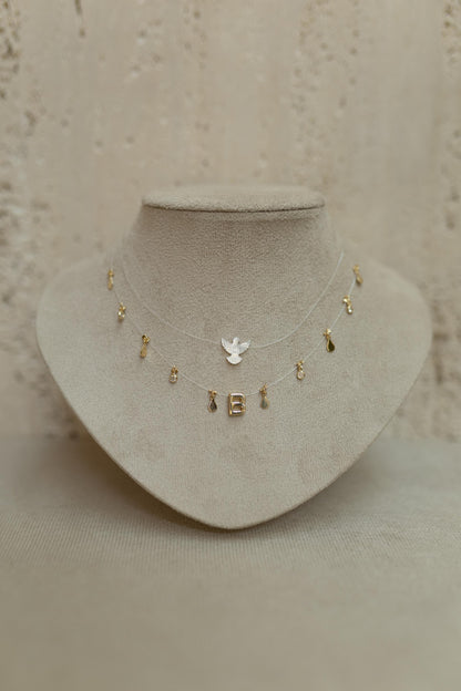 Colar de Nylon com Divino Espírito Santo Madrepérola Dourado