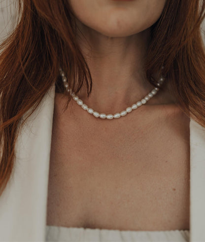 Colar Pérola de Água Doce Dourado