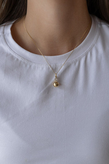 Colar Esfera Zircônia Dourado