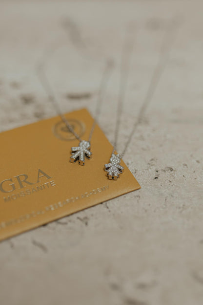 Colar Filhos Moissanite Prata 925 Ródio Branco
