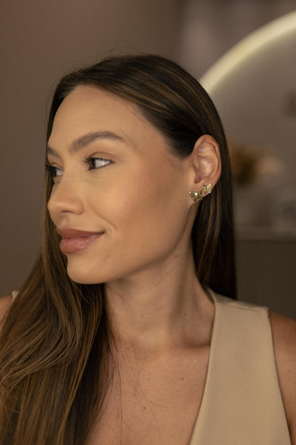 Brinco Borboleta Liso G Dourado