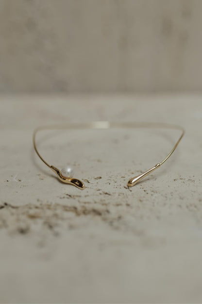 Colar Choker Aro Pérola Dourado