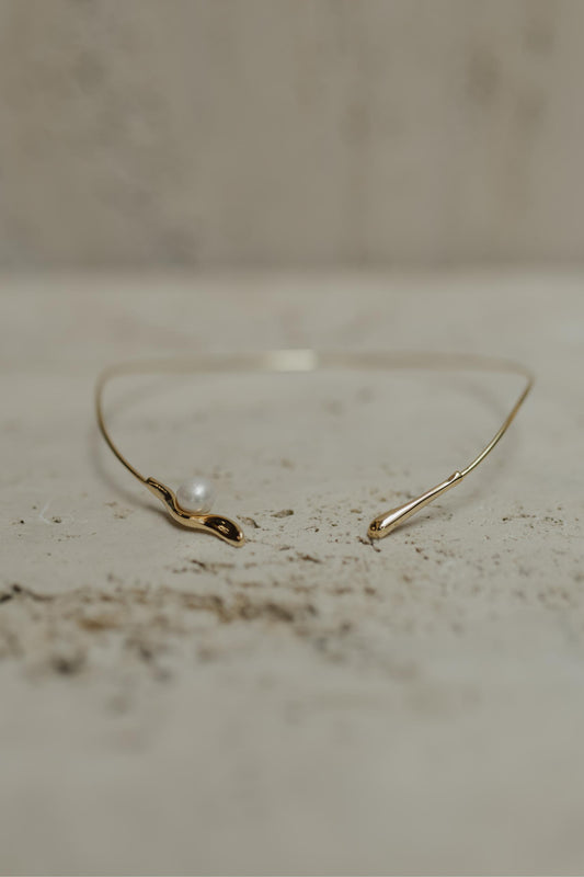 Colar Choker Aro Pérola Dourado