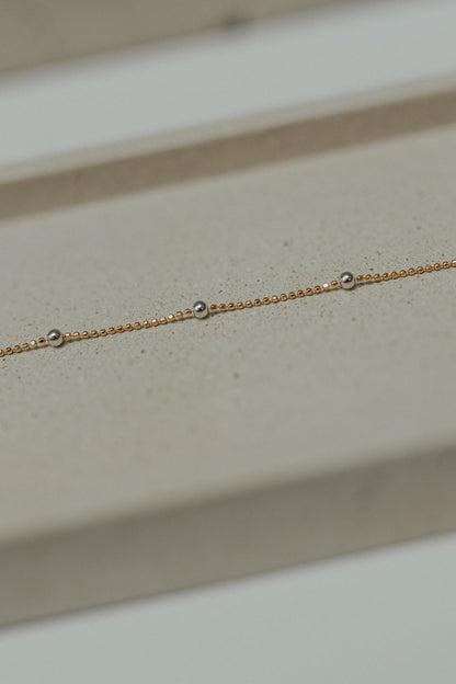 Pulseira 5 Bolinhas Prata 925 Mix de Banhos