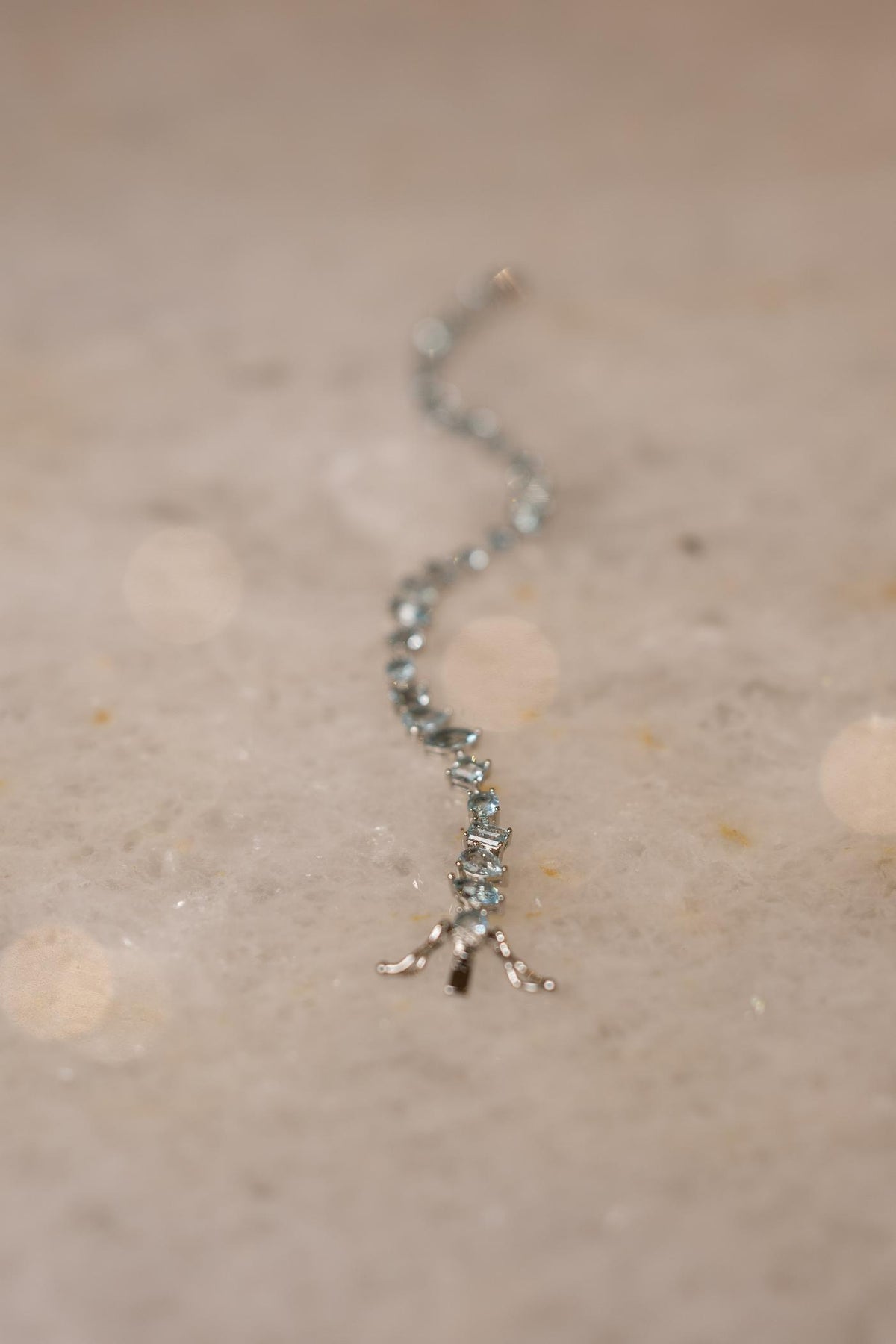 Pulseira Riviera Formas Água Marinha Ródio Branco