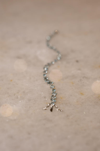 Pulseira Riviera Formas Água Marinha Ródio Branco