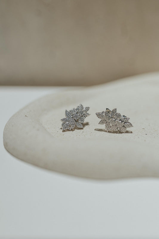 Brinco Ear Cuff Cluster Cravejado Prata 925 Ródio Branco