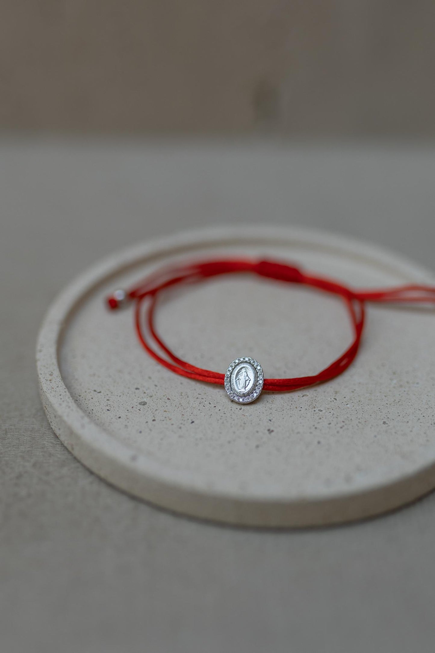 Pulseira Seda Vermelho Nossa Senhora das Graças Prata 925 Ródio Branco