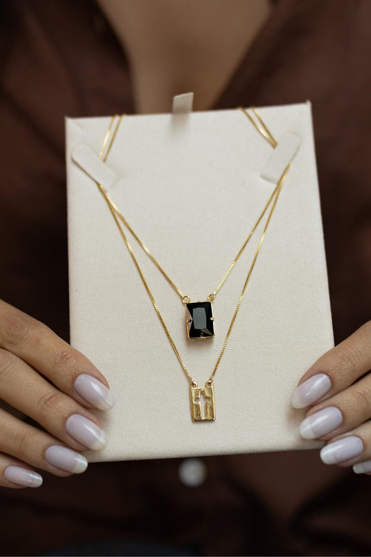 Colar Escapulário Masculino Cruz Dourado