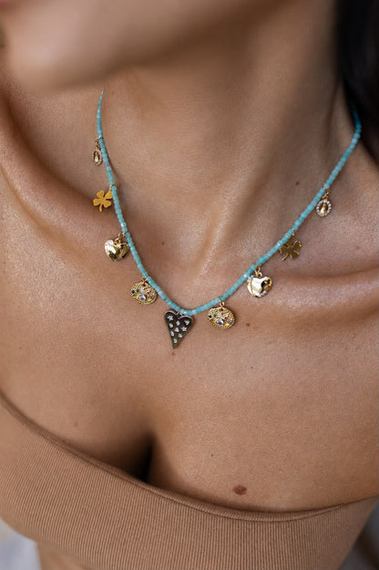 Colar de Pedras Naturais Amazonita Charms Color Mix de Banhos