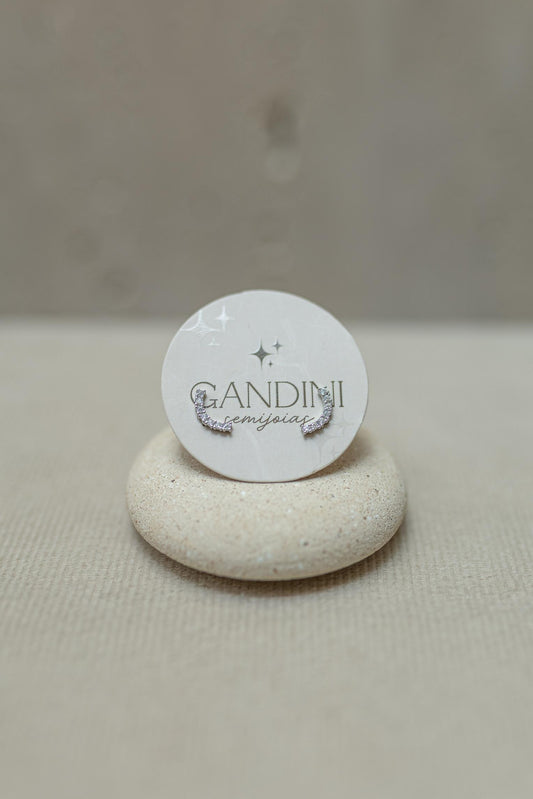 Brinco Meia Lua Moissanite Prata 925