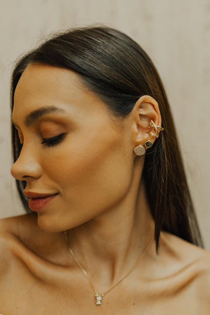 Brinco Orgânico Cravejado Dourado GG