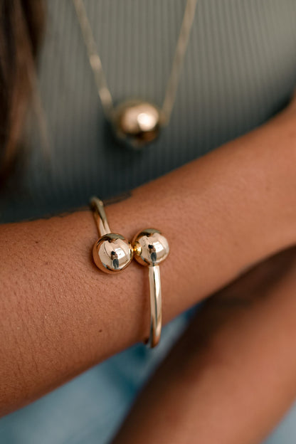 Bracelete de Bolas Liso Dourado