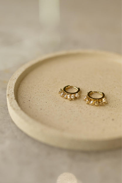 Brinco Argola Pontos de Luz Moissanite Prata 925 Dourado