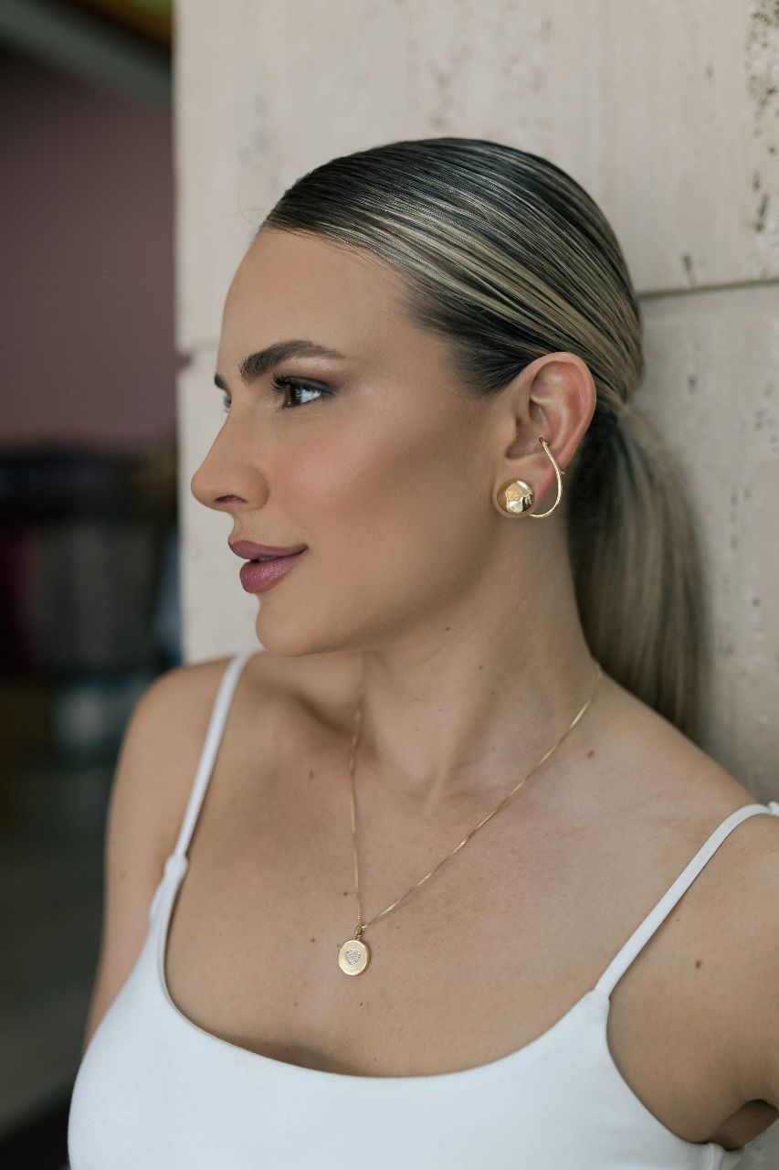 Brinco Com Piercing de Encaixe Dourado