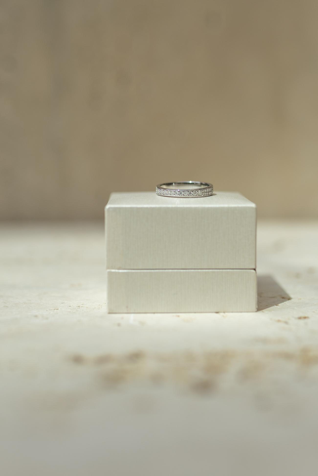 Anel Duplo Moissanite Glam 4x6mm Prata 925 Ródio Branco