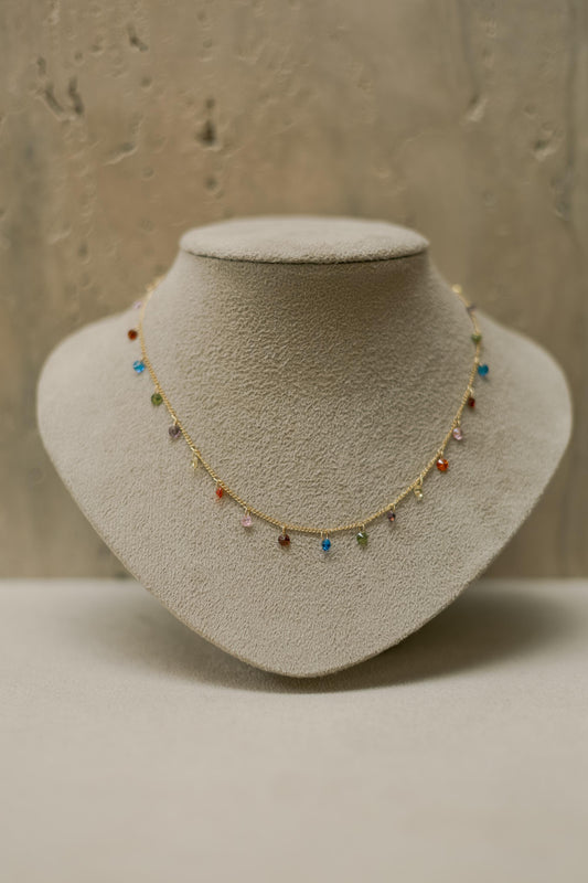 Choker com Zircônias Rainbow Dourado