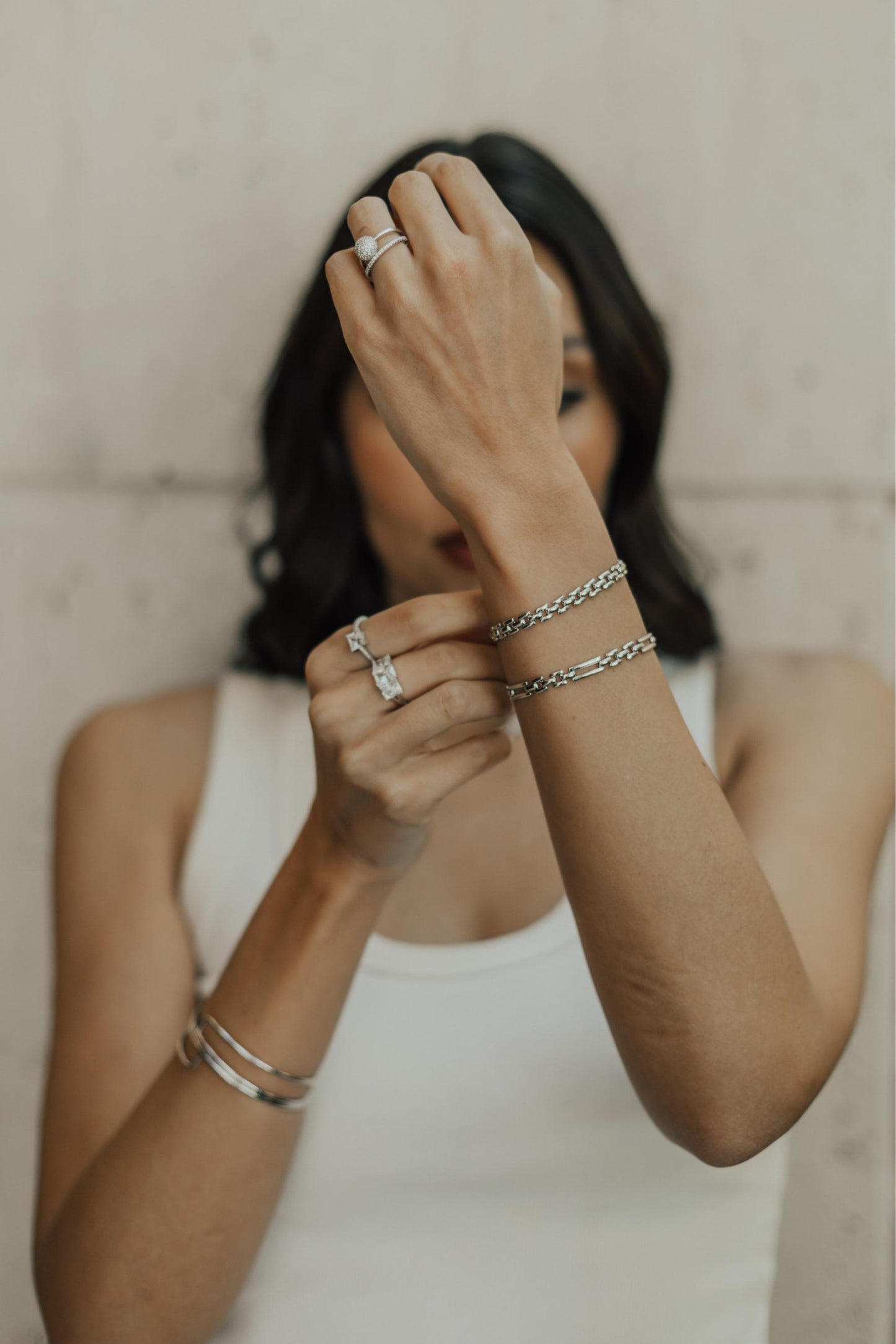 Pulseira de Elos Ródio Branco