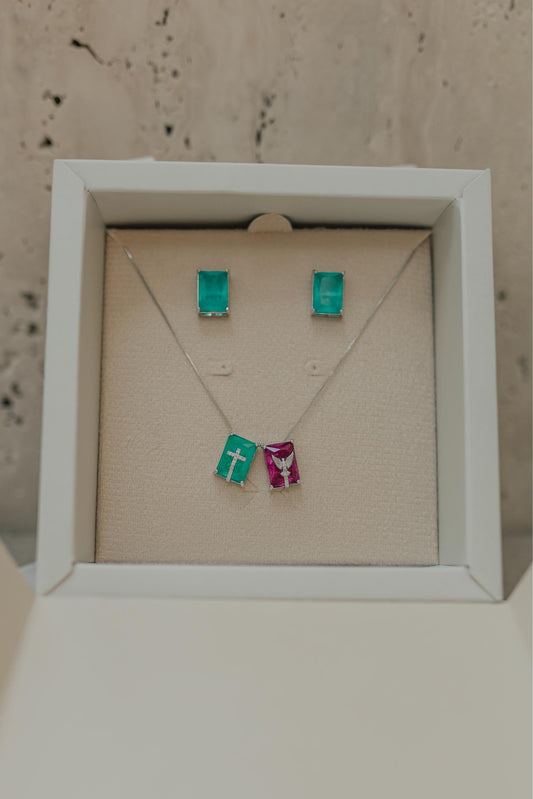 Conjunto Pedras Fusion Ródio Branco