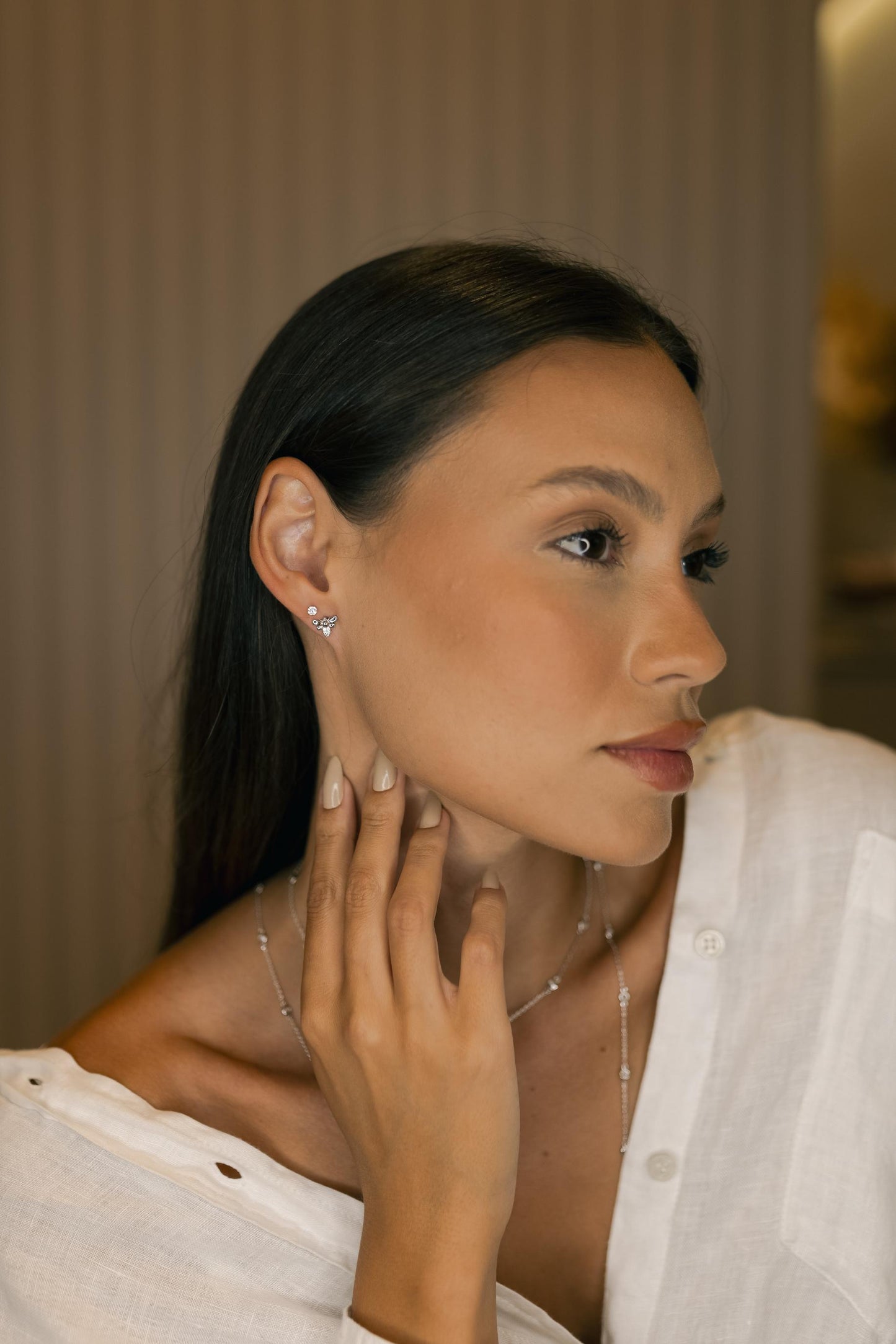 Brinco Cristal Abelhinha Prata 925