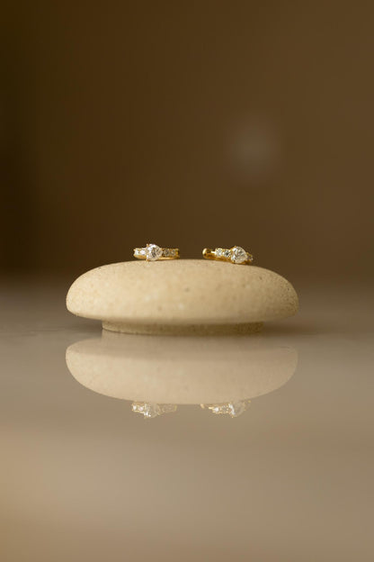 Brinco Argola Coração Moissanite Prata 925 Dourado