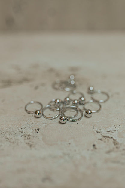 Anel Pingente Bola Ródio Branco