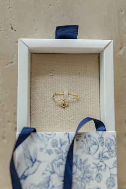 Alfinete Batizado Prata 925 Espírito Santo Dourado